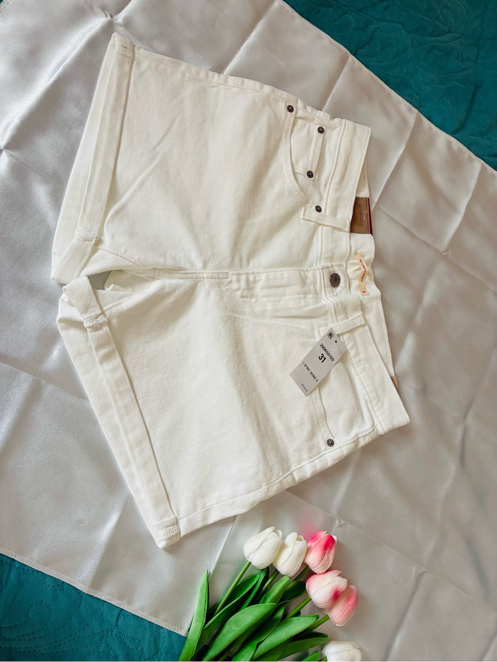 Women’s High-Rise White Denim Shorts